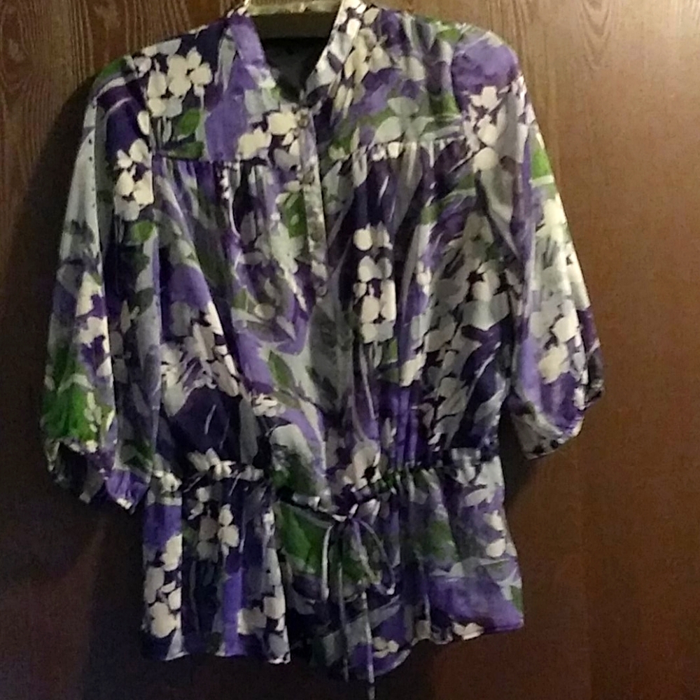 Elegant, Alfani, puff sleeve, flowered blouse